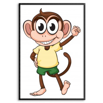 Cute Monkey - Kids Room Poster 