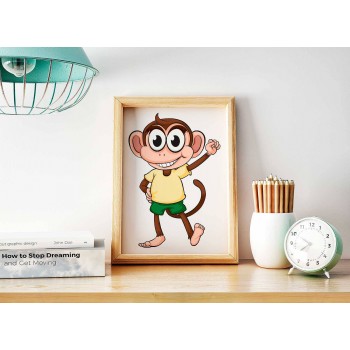 Cute Monkey - Kids Room Poster 