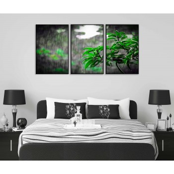 Green Leaves Panorama - Three Piece Poster