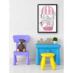 Cute Animals in a Hot Air Balloon - Kids Room Poster 