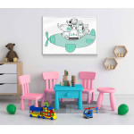 Cute Animals in an Airplane - Kids Room Poster 