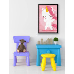 Cute Unicorn Dancing - Kids Room Poster 
