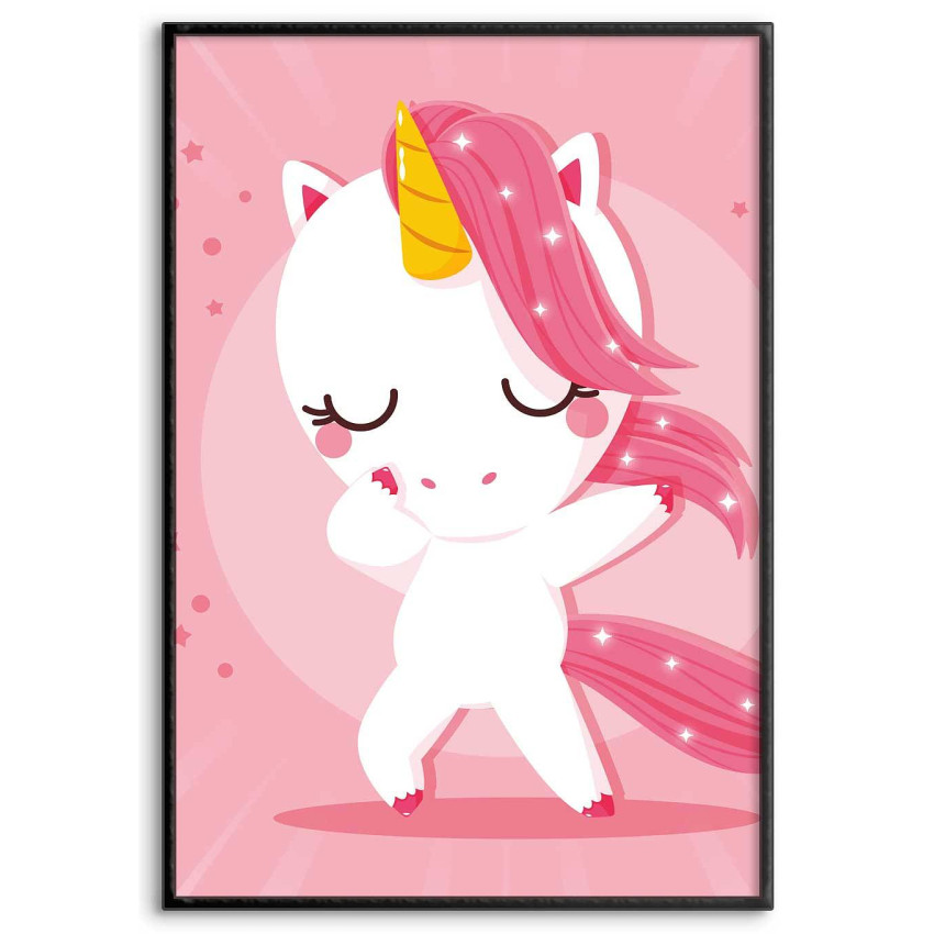 Cute Unicorn Dancing - Kids Room Poster 