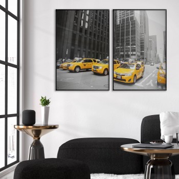 Yellow Cabs in New York - Two Piece Poster