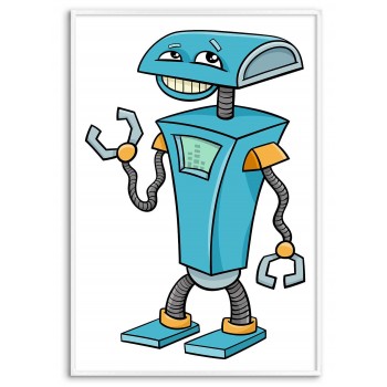 Blå & Glad Robot - Barntavla