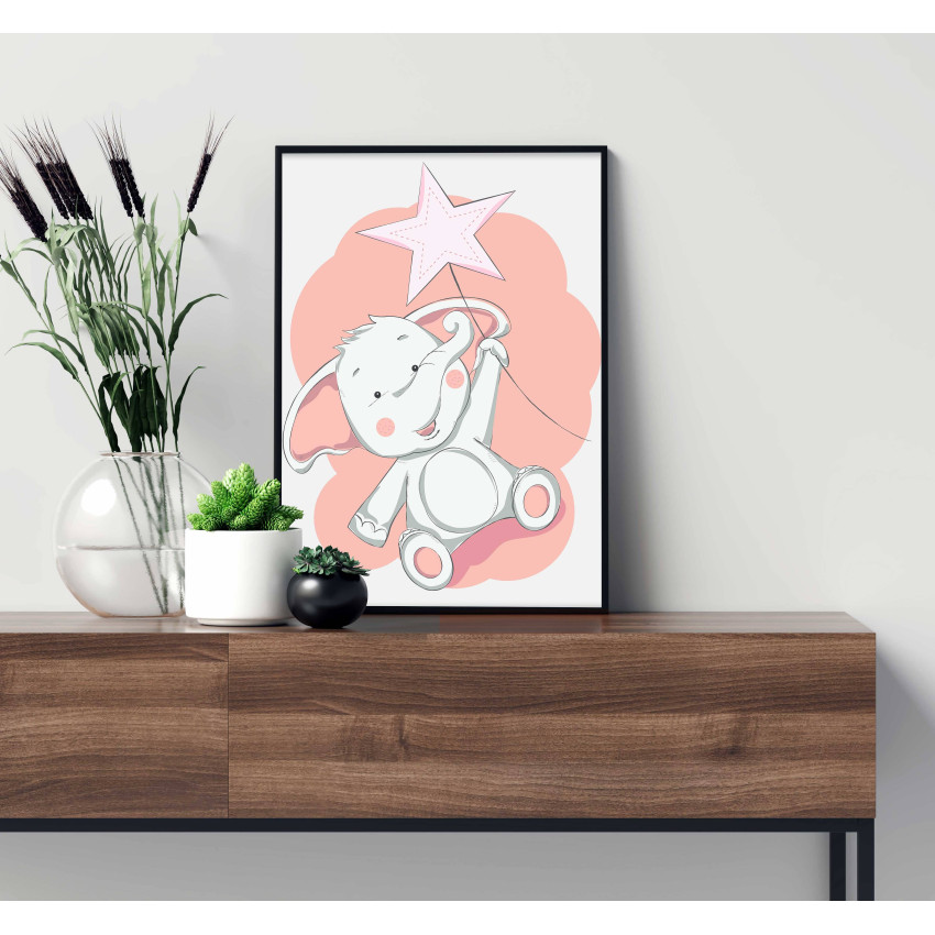 Cute elephant - Simple & pink poster