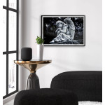Girl angel statue - Black and white poster