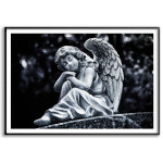 Girl angel statue - Black and white poster