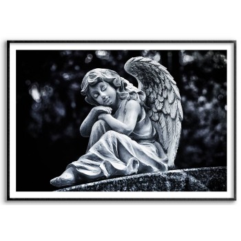 Girl angel statue - Black and white poster