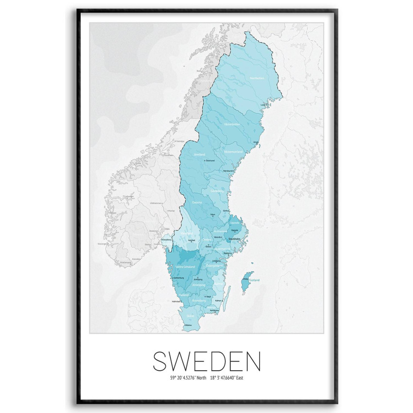 Map of Sweden - Stylish poster