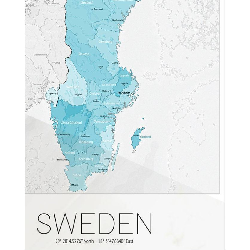 Map of Sweden - Stylish poster