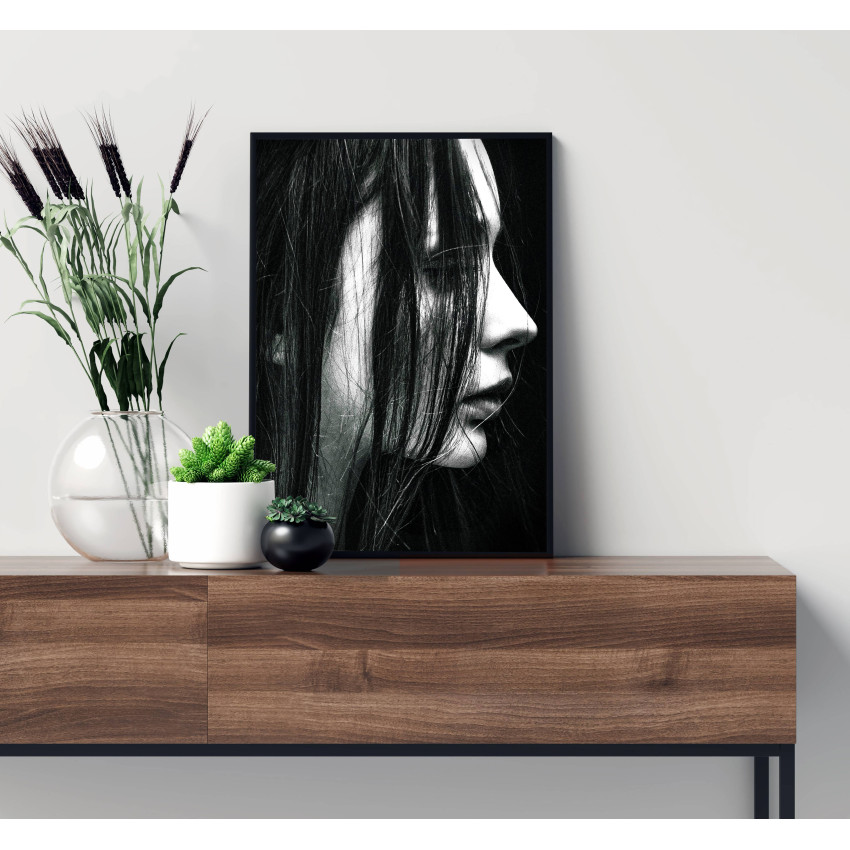 Kvinna i profil - Svartvit fashion poster