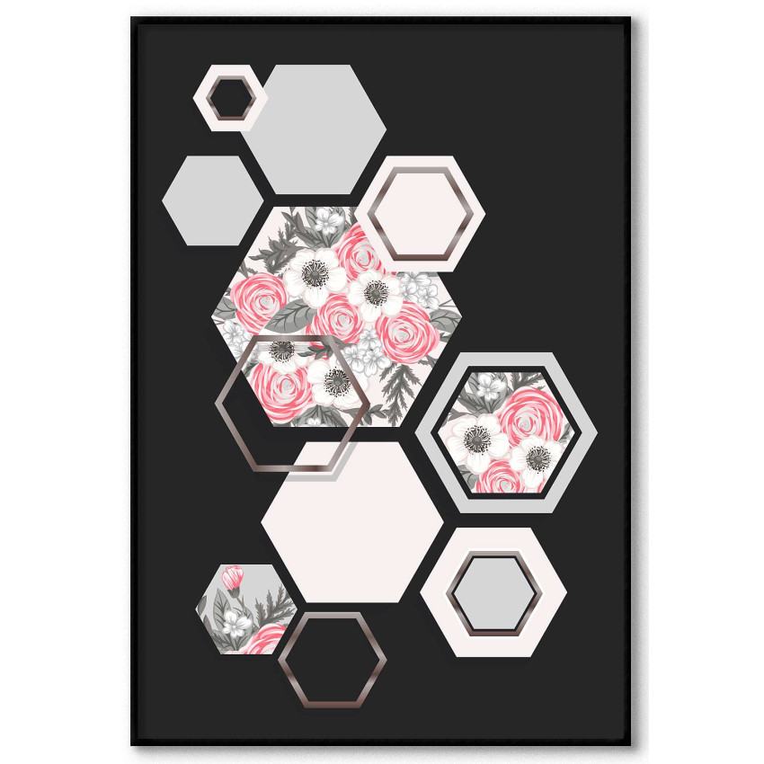 Abstract art & roses - Simple poster