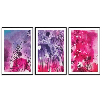 Flowers & art - Three piece poster