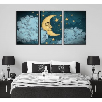 Moon and stars - Three piece bedroom poster