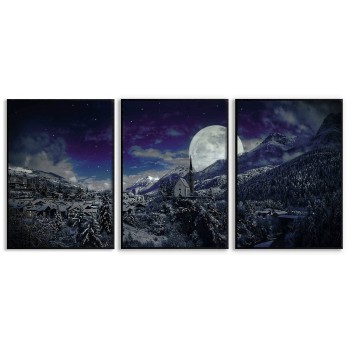 Sagolikt vinterlandskap - Stor tredelad tavla Sagolikt vinterlandskap - Stor tredelad tavla