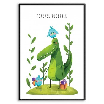 Krokodil & fåglar - Forever together barntavla Krokodil & fåglar - Forever together barntavla