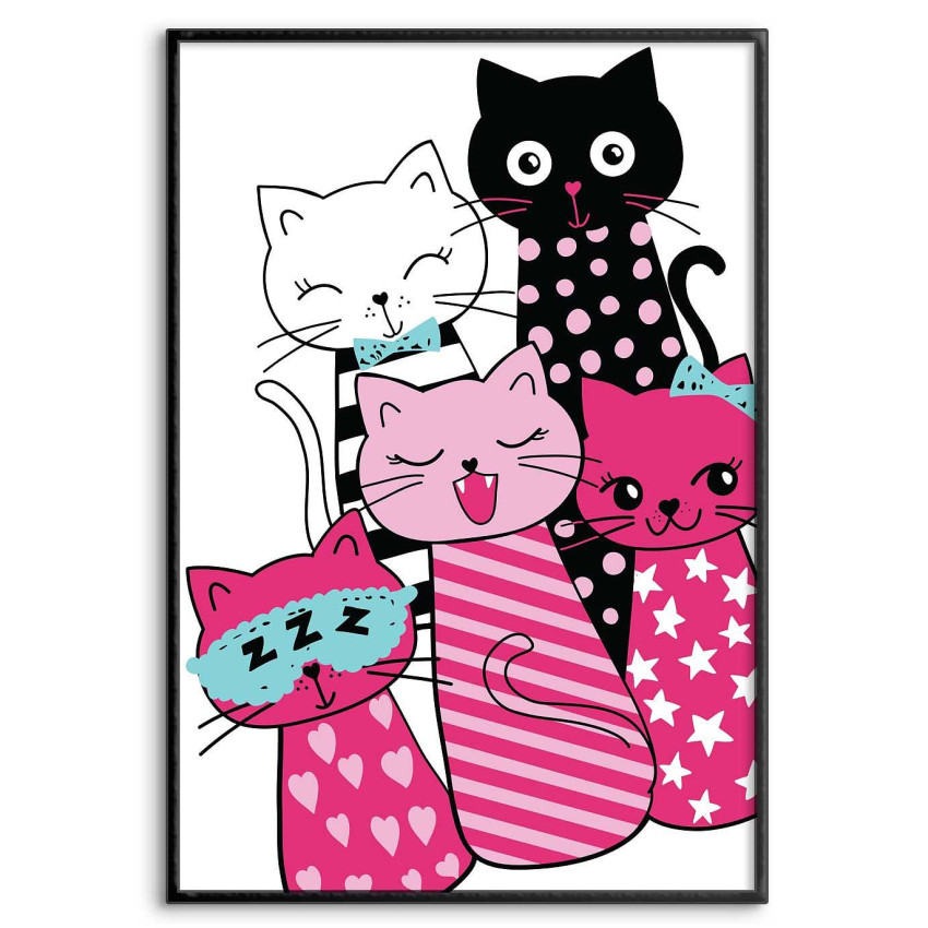 Cute kittens - Pink kids poster