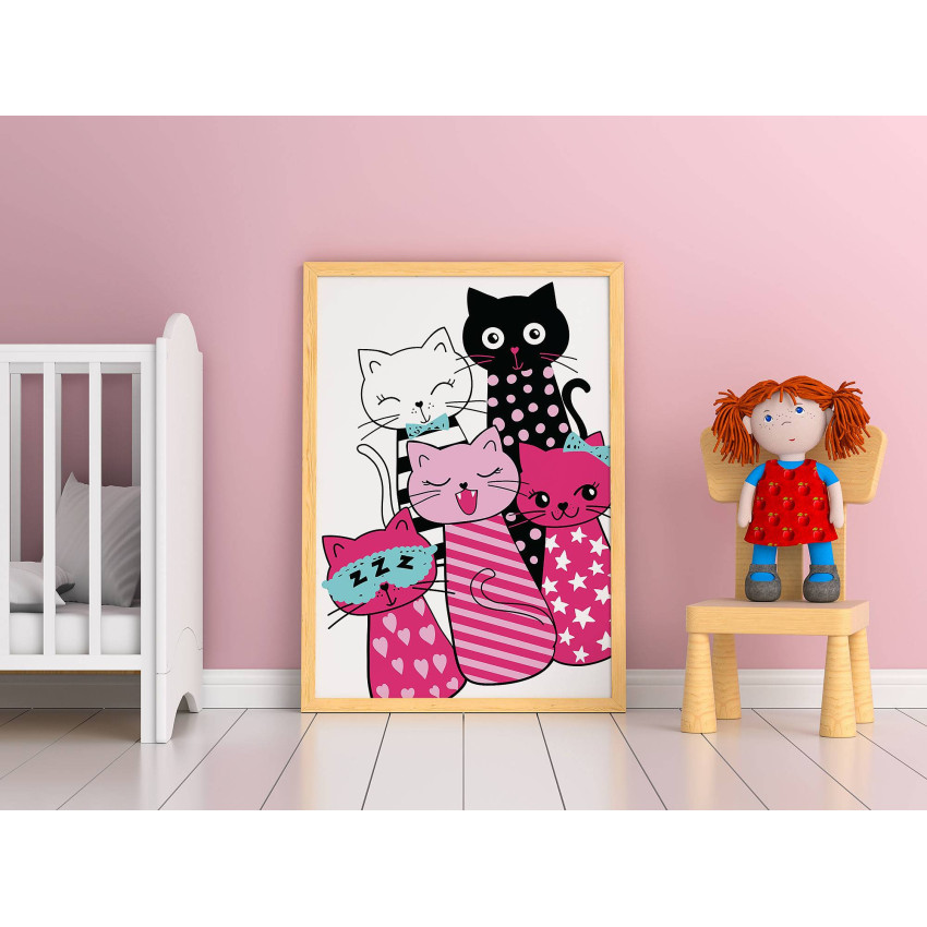 Cute kittens - Pink kids poster