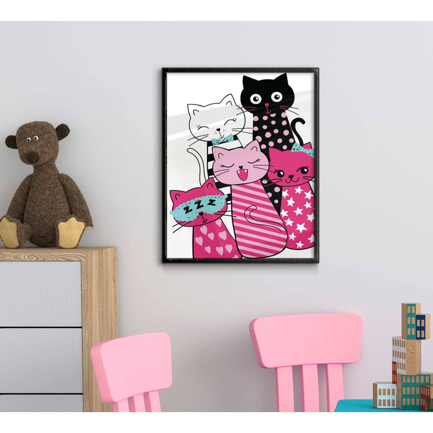 Cute kittens - Pink kids poster
