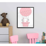 Kitten in air balloon - Cute kids poster