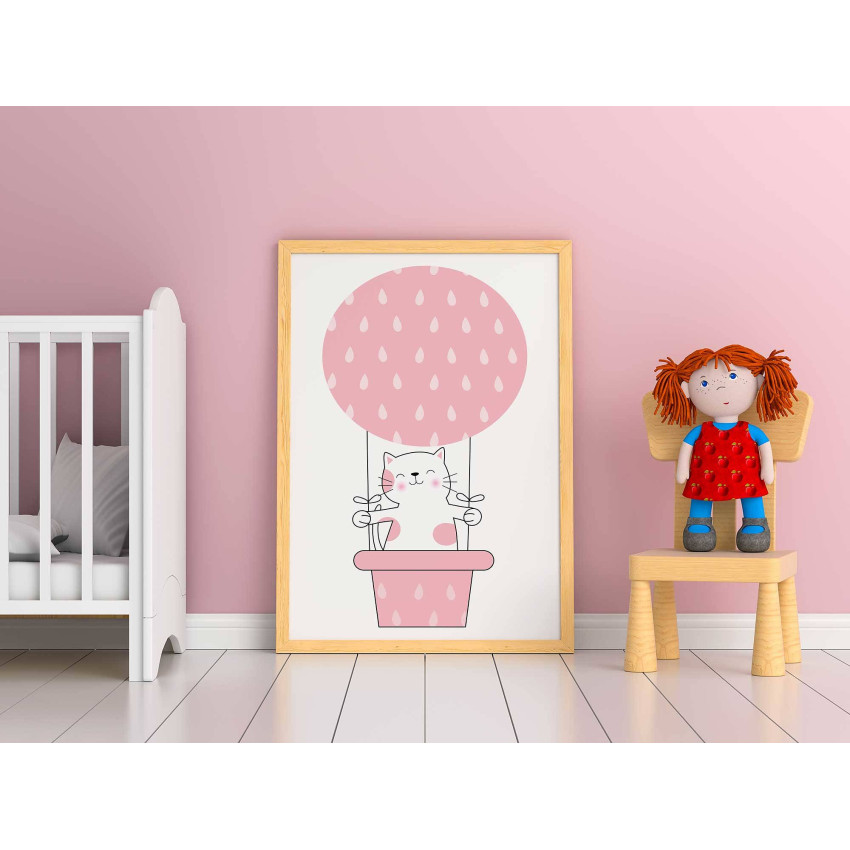 Kitten in air balloon - Cute kids poster