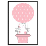 Kitten in air balloon - Cute kids poster