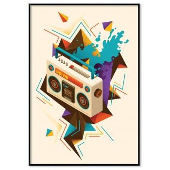 Retro music boom box poster