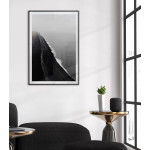 Black and white photo of beach and waves