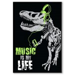Music is my life - Poster med söt dinosaur