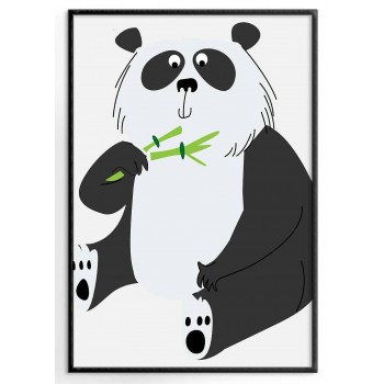 Simple kids room poster - Illustration of a cute panda bear