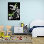Music is my life - Poster med söt dinosaur