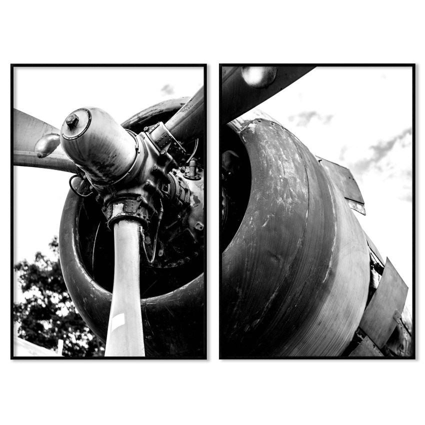 Abstract Airplane Engine - Black & white posters