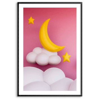 Simple kids room poster - Moon & stars