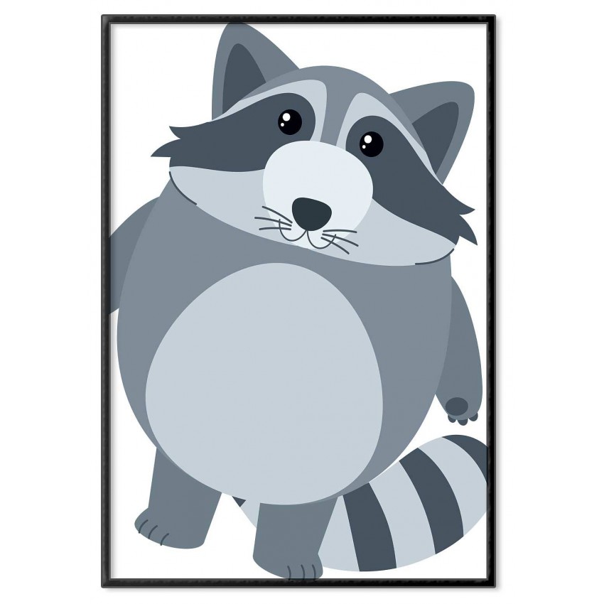 Simple kids room poster - Illustration of a cute raccoon