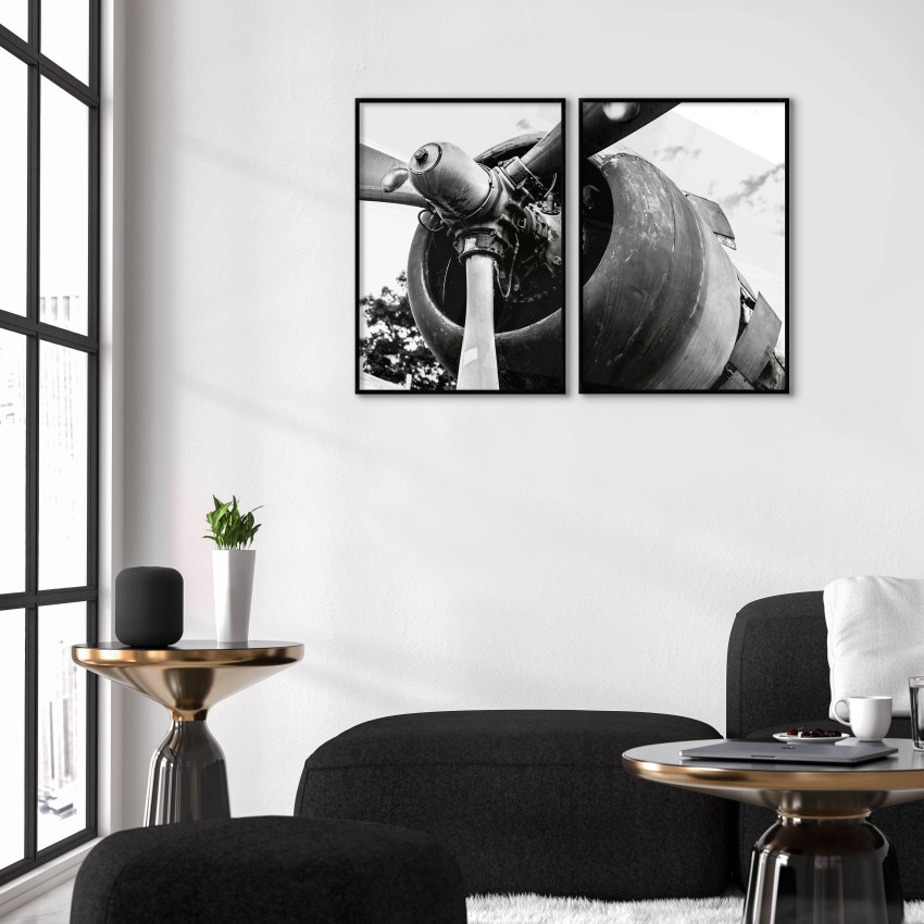 Abstract Airplane Engine - Black & white posters