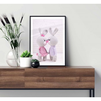 Knitted bunny love - Cute poster