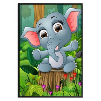 Kids poster with cartoon elephant illustration
