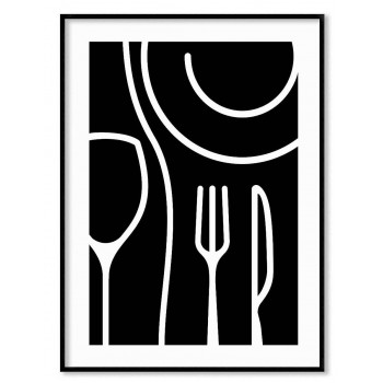 Kitchen poster - Fork, knife and plate A3