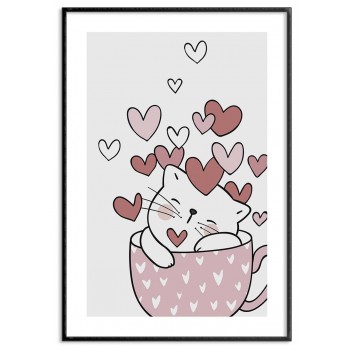 Simple kitten poster and coffee cup