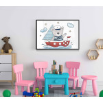 Cute bear by sea - Kids poster