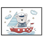 Cute bear by sea - Kids poster