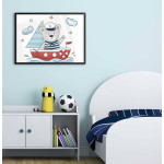 Cute bear by sea - Kids poster