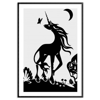 Enkel illustration av en Unicorn - Svartvit poster