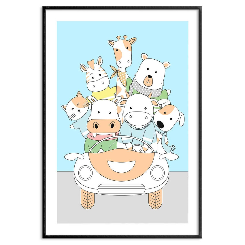 Cute animals in a car - Poster