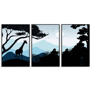 Giraff i silhuett - Tavla i tre delar