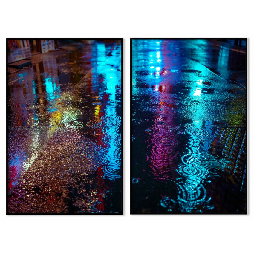 Vatten och reflektion - Abstrakt färgglad tavla