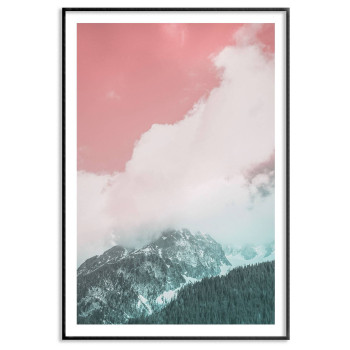 Berg och dal - Poster i rosa och turkos