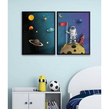 Astronaut och planeter - Barntavla