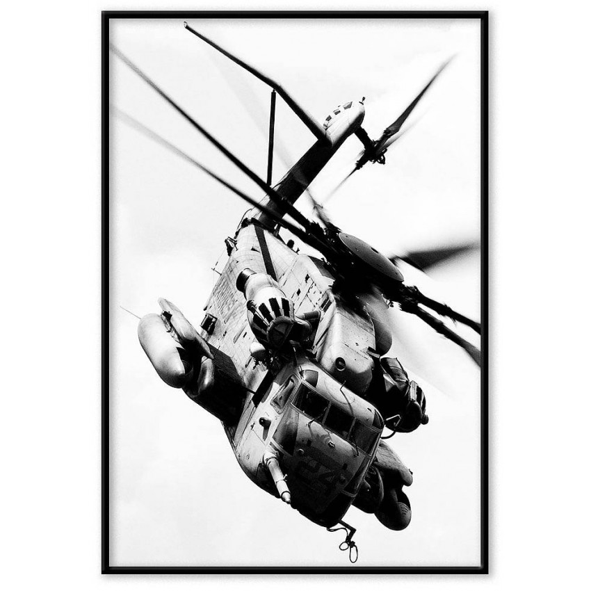 Militärhelikopter - Svartvit poster